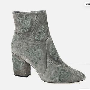 Anthropologie Silent D Silver/Grey Floral Booties
